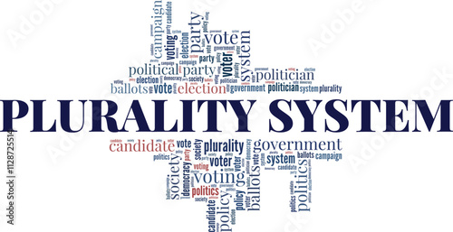 Plurality System word cloud conceptual design isolated on white background.
