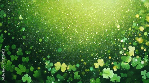 Abstract green glitter sparkle confetti background for party invite St Patricks Day luck lucky Saint Paddy Irish texture happy Pattys Celtic shamrock card pattern Spring sale or fun border frame