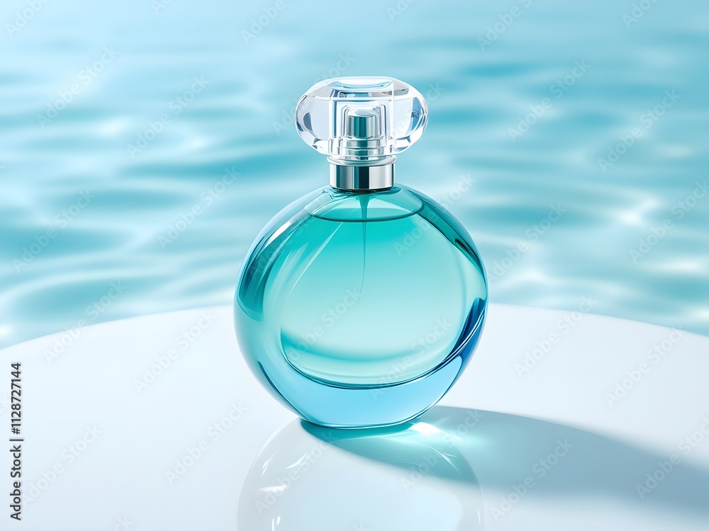 Aqua Blue Perfume Bottle with Crystal Clear Cap. mockup perfume image
Aqua Blue Perfume Bottle with Crystal Clear Cap. mockup perfume image