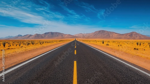 Desert highway vanishing point.