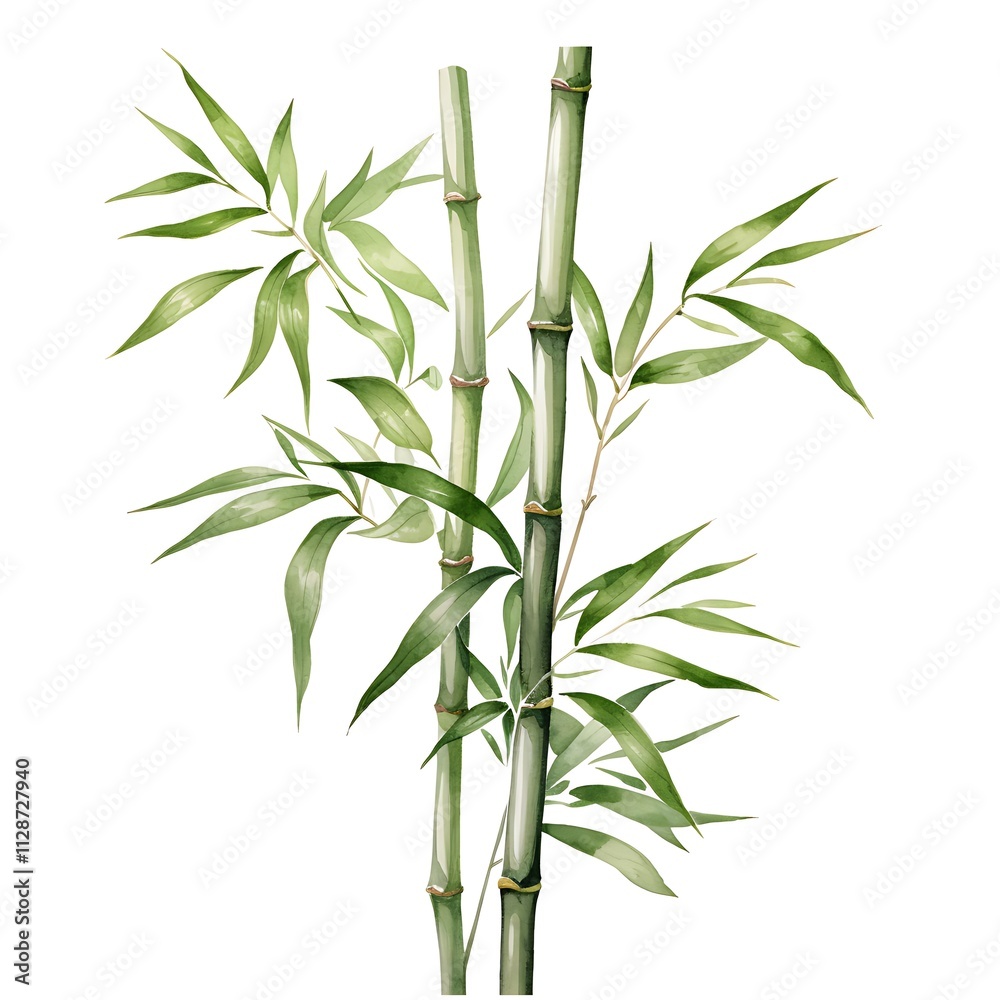Fototapeta premium Green bamboo stalks and leaves celebrating chinese new year