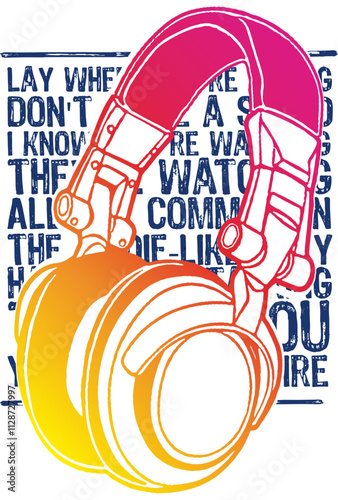 Auriculares coloridos con frases de fondo