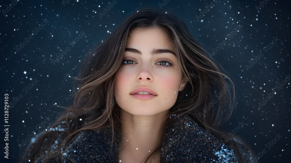 A frozen tundra with one section glowing under auroras another blanketed in snow and the last under a clear starry sky. A frozen tundra with one section glowing under auroras another blanketed in snow and the last under a clear starry sky.
