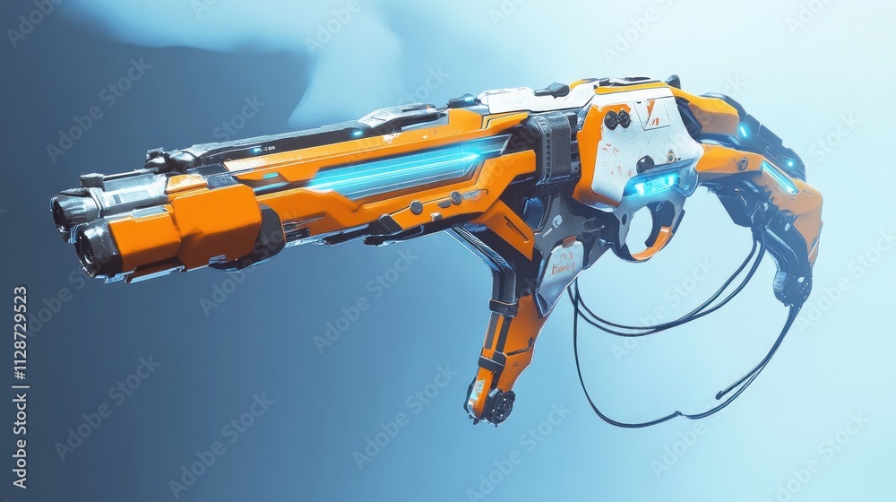 Futuristic Orange and White Sci Fi Weapon Design Futuristic Orange and White Sci Fi Weapon Design
