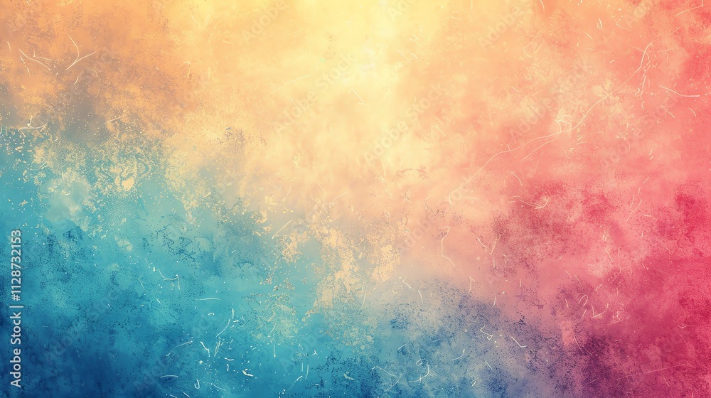 An abstract grunge background in shades of blue, yellow, and red.