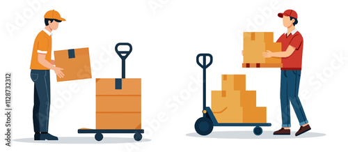 Hand Truck Illustration for Logistics, Warehouse, and Industrial Designs