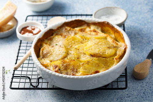 Traditional potato gratin with cream