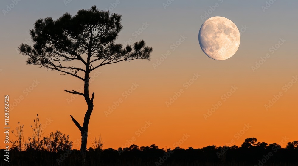 Gradient sky at sunset with Moon Gradient sky at sunset with Moon