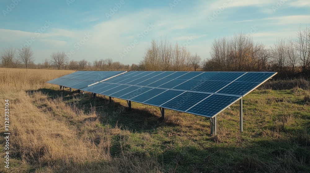 Solar panels harnessing renewable energy in a field during a sunny day