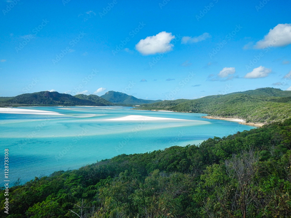 Fototapeta premium Experience the breathtaking aerial view of the stunning and pristine Whitehaven Beach in Australia