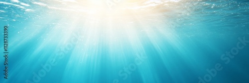 Ethereal Sunlight Beams Through Ocean Waves - Underwater Serenity and Light Play