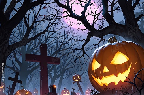 Happy Haloween Pumpkin Background Design photo