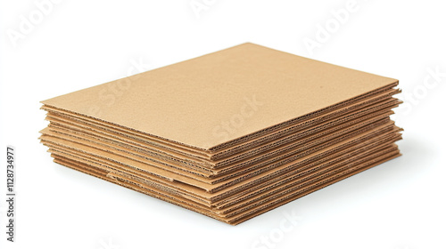 A stack of brown cardboard sheets on a white background