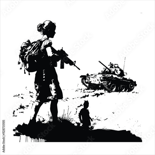 War Stencil Vector Black White