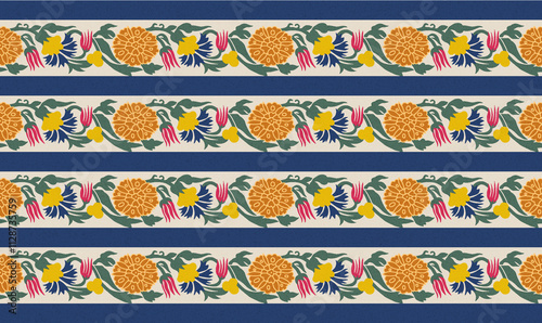 set of patterns with flowers border, illustration, manually illustrated for textile print design