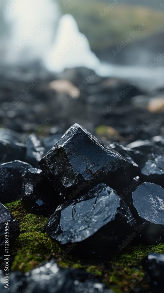 Dark Volcanic Rocks Near Geyser in Iceland Dark Volcanic Rocks Near Geyser in Iceland