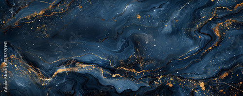 Abstract blue marble backdrop featuring rich navy tones with subtle gold flecks, creating a luxurious and contemporary feel in HD clarity.