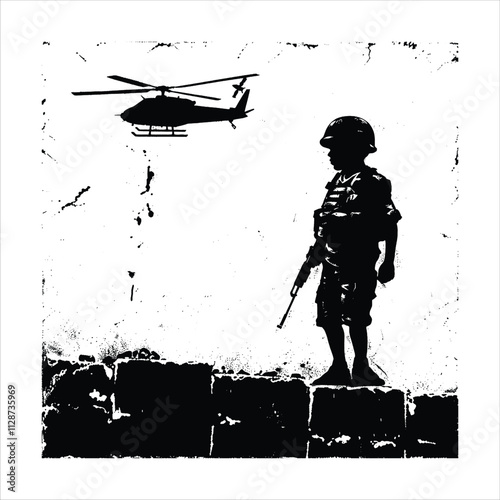 War Stencil Vector Black White