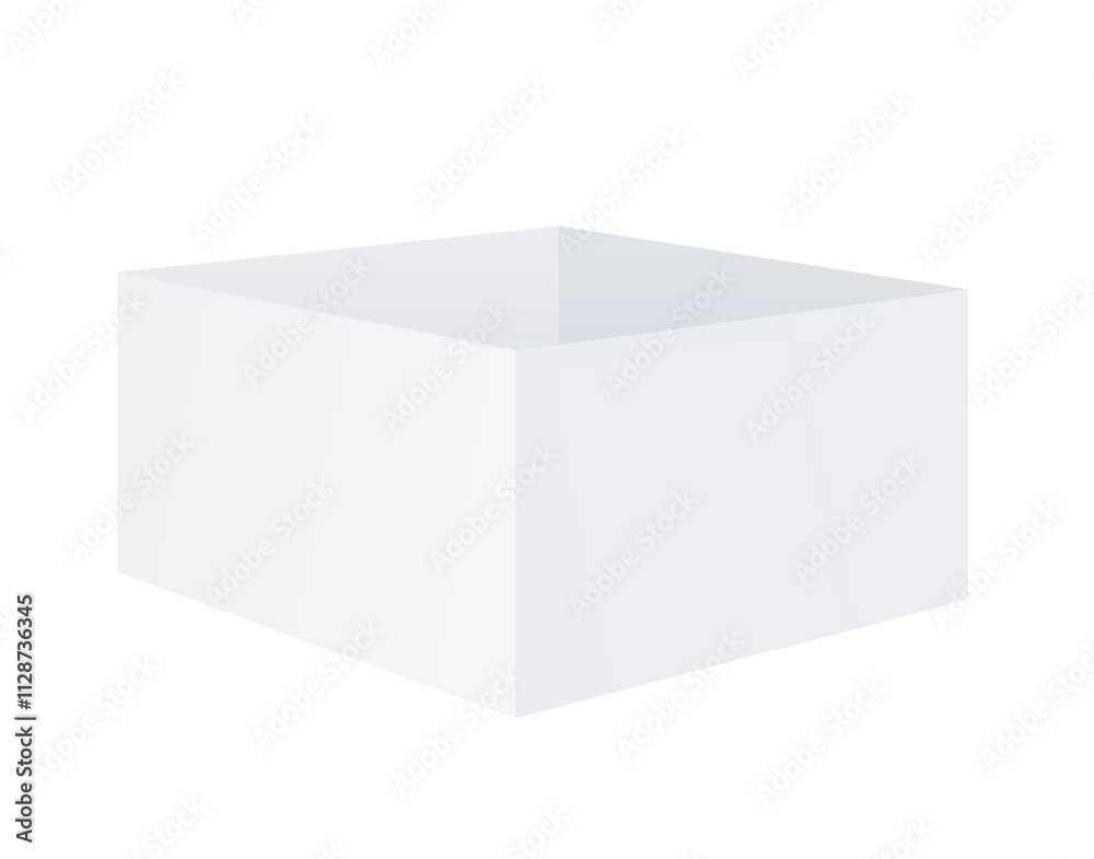 White open empty Box. Cardboard packaging rectangular shape. Vector 3d realistic Mockup. Packaging for goods, things, gifts. Blank template. EPS10. White open empty Box. Cardboard packaging rectangular shape. Vector 3d realistic Mockup. Packaging for goods, things, gifts. Blank template. EPS10.