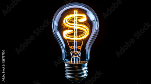 A glowing light bulb with a dollar sign inside, symbolizing ideas and innovation in finance or business.