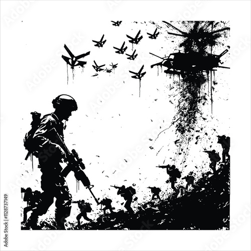 War Stencil Vector Black White