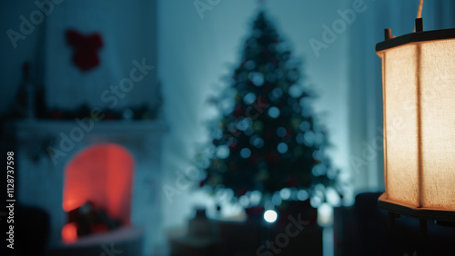 Slika na platnu Christmas tree turned off in the dark night