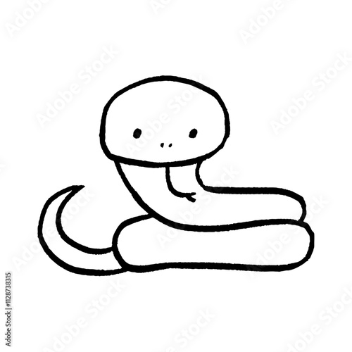 手描きのシンプルなヘビ 正面座り