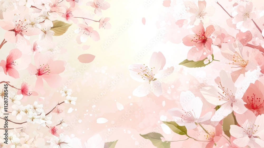 Delicate Pink and White Cherry Blossoms in Bloom Delicate Pink and White Cherry Blossoms in Bloom