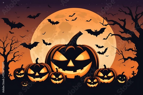 Happy Haloween Pumpkin Background Design photo