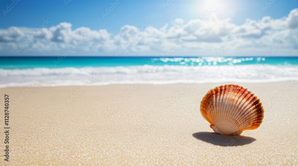 Seashell on clean sand of beach Close up beach sand texture Beach sand texture in summer sun banner Seashell on clean sand of beach Close up beach sand texture Beach sand texture in summer sun banner