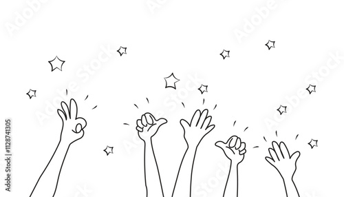 Applause hands set in doodle style. Human hands vector illustration design background