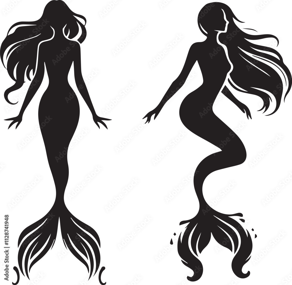 Mermaid silhouettes vector Mermaid silhouettes vector