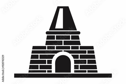 Brick Kiln Silhouette Icon – Industrial Black Vector Design, kiln vector design, construction equipment, pottery kiln.