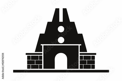 Brick Kiln Silhouette Icon – Industrial Black Vector Design, kiln vector design, construction equipment, pottery kiln.