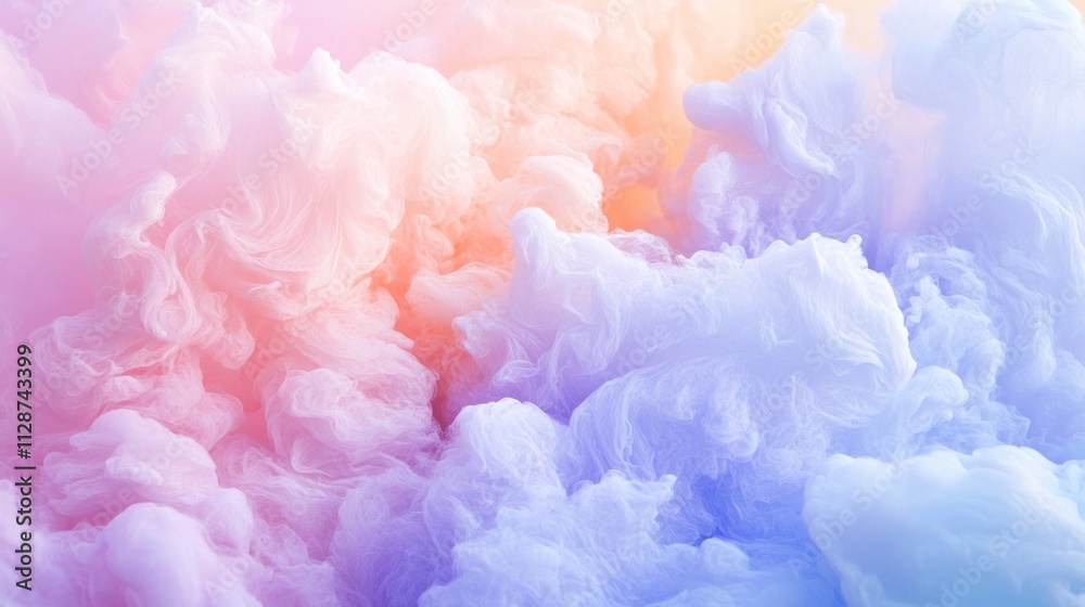 Abstract Pastel Colored Ink Swirls in Water