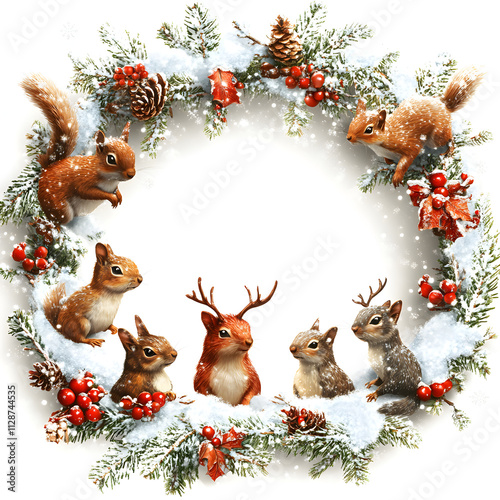 Whimsical Christmas Frame with Playful Decorations and Festive Cheer photo