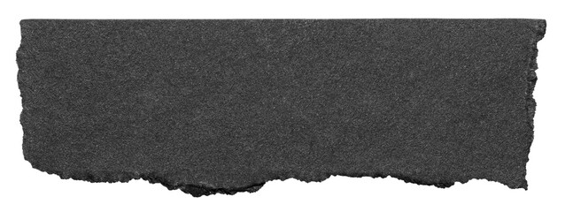 Isolated torn piece of blank black paper note cardboard with texture and copy space for text, transparent png background design element