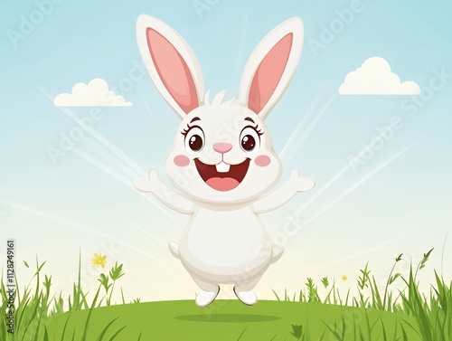 Playful bunny hopping in a grassy field