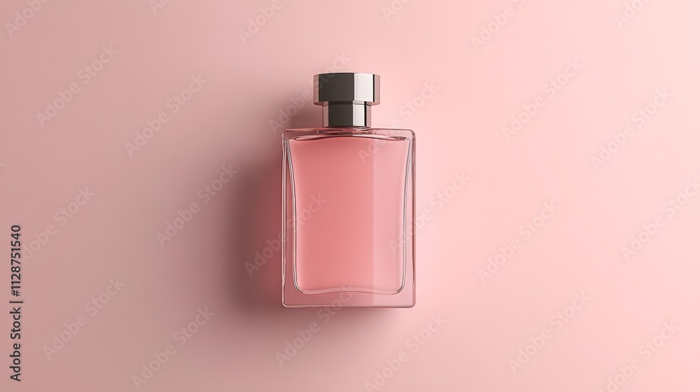 Pink Perfume Bottle on a Light Pink Background