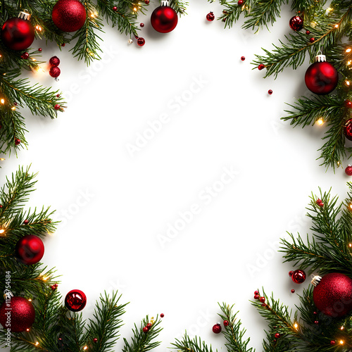 Elegant Minimalist Christmas Border with Small Red Decorations photo