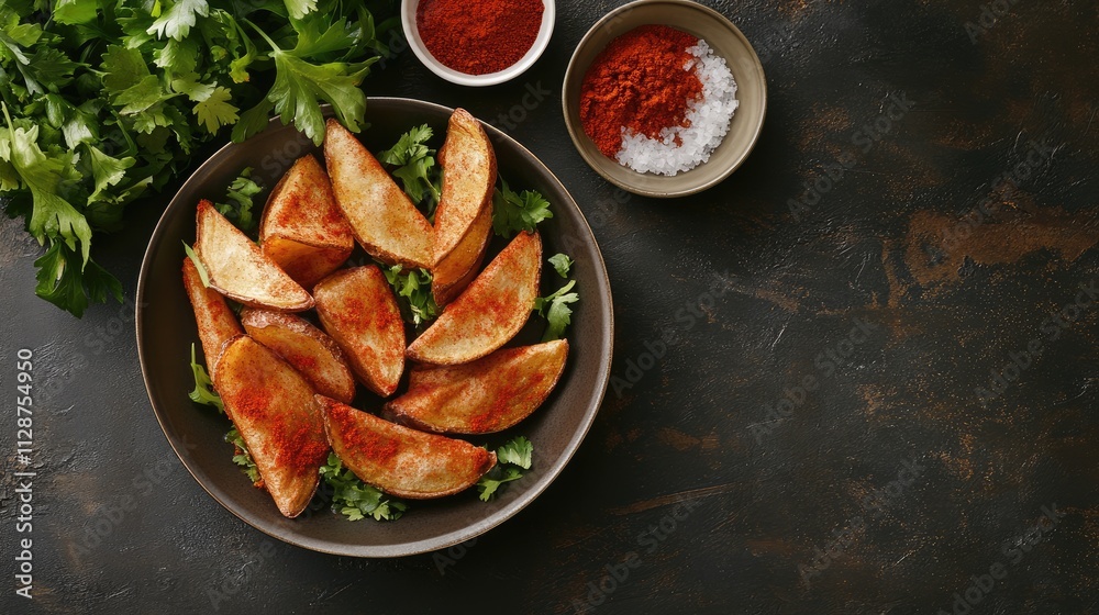 Crispy Golden Potato Wedges with Fresh Herbs and Spices Crispy Golden Potato Wedges with Fresh Herbs and Spices