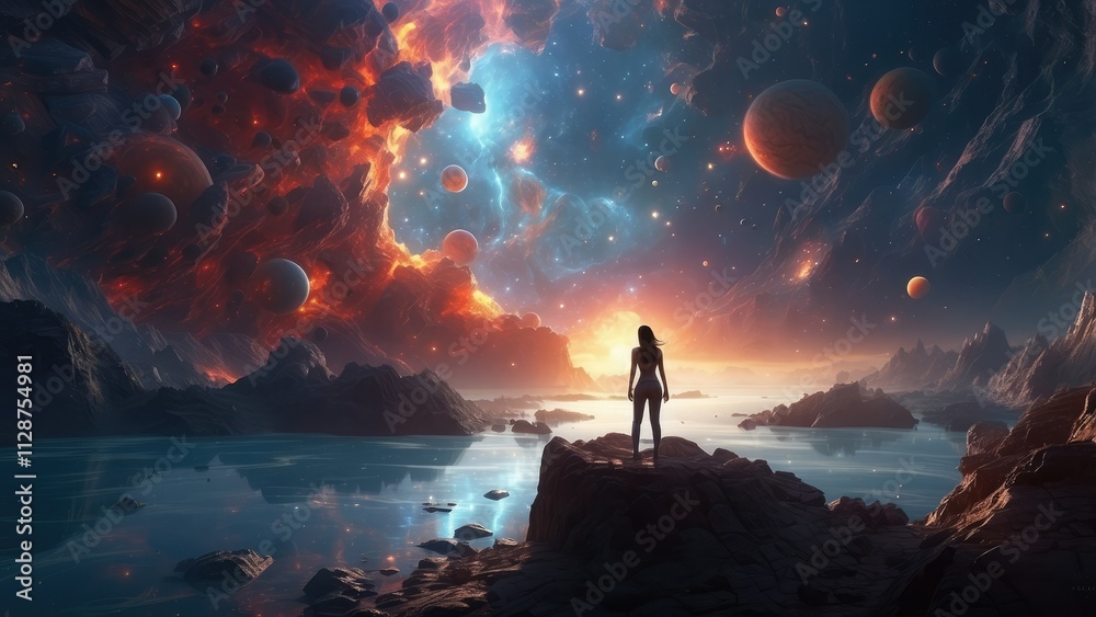 Fototapeta premium A breathtaking cosmic scene depicting a swirling,