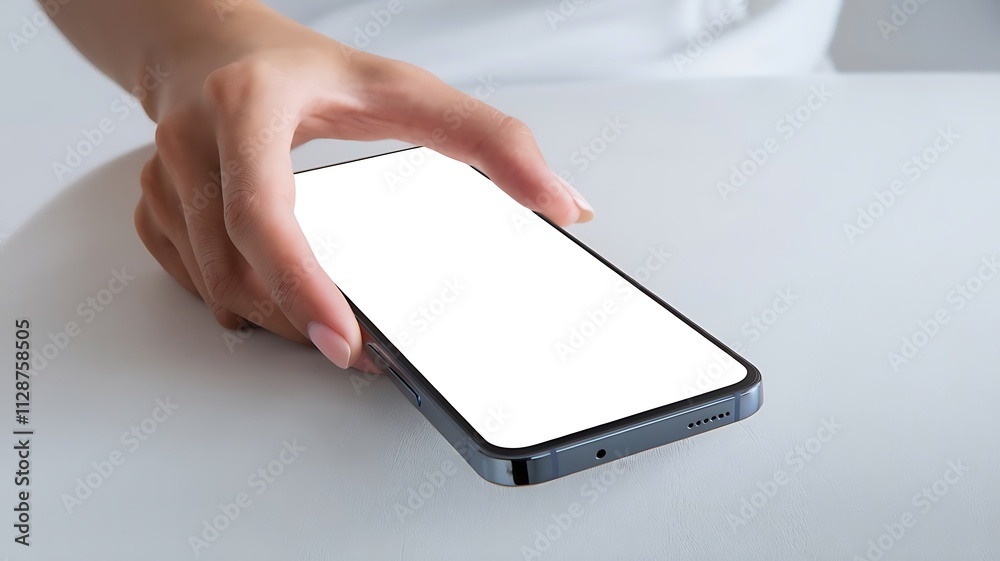 Realistic Smartphone Mockup 3D Render with Blank White Screen Realistic Smartphone Mockup 3D Render with Blank White Screen