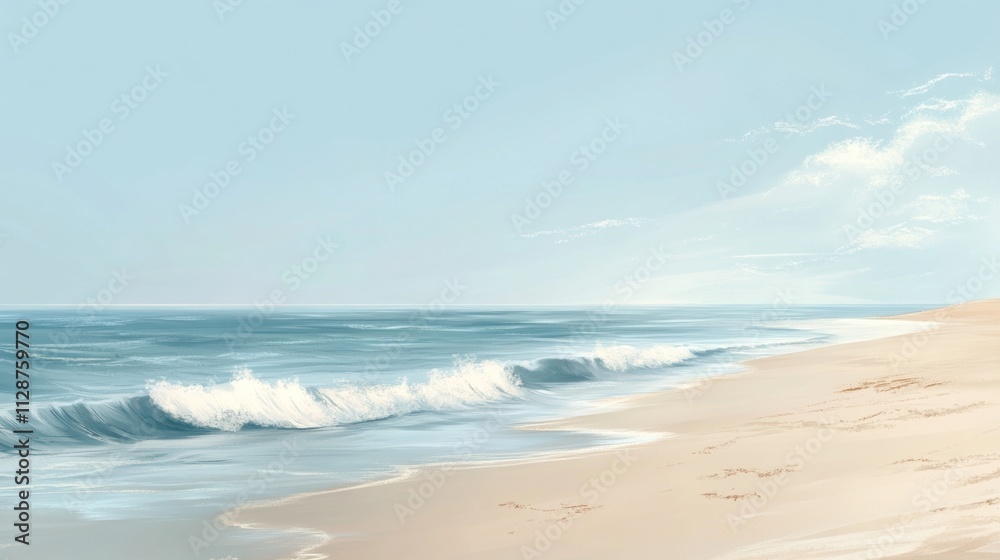 Serene Coastal Scene Soft Waves Gentle Breeze Serene Coastal Scene Soft Waves Gentle Breeze