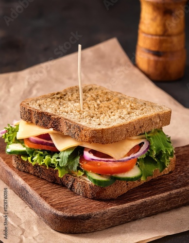 Vegan sandwich with salad and cheese  photo