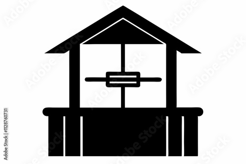 Village Water Well silhouette vector illustration isolated on a white background ,Water well, black isolated silhouette, An amazing icon of water well in trendy design style,