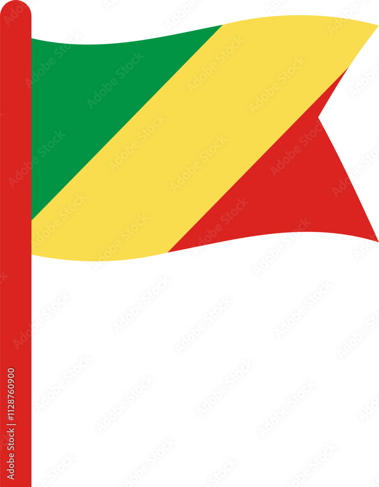 Fototapeta premium Republic Of The Congo Flag Crisp Flown
