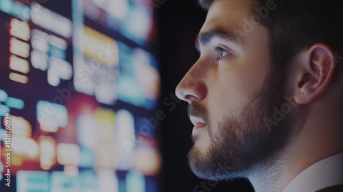 Person standing in front of a job listings board, scanning opportunities with a focused expression. The scene conveys the pursuit of career advancement and the search for meaningful employment.