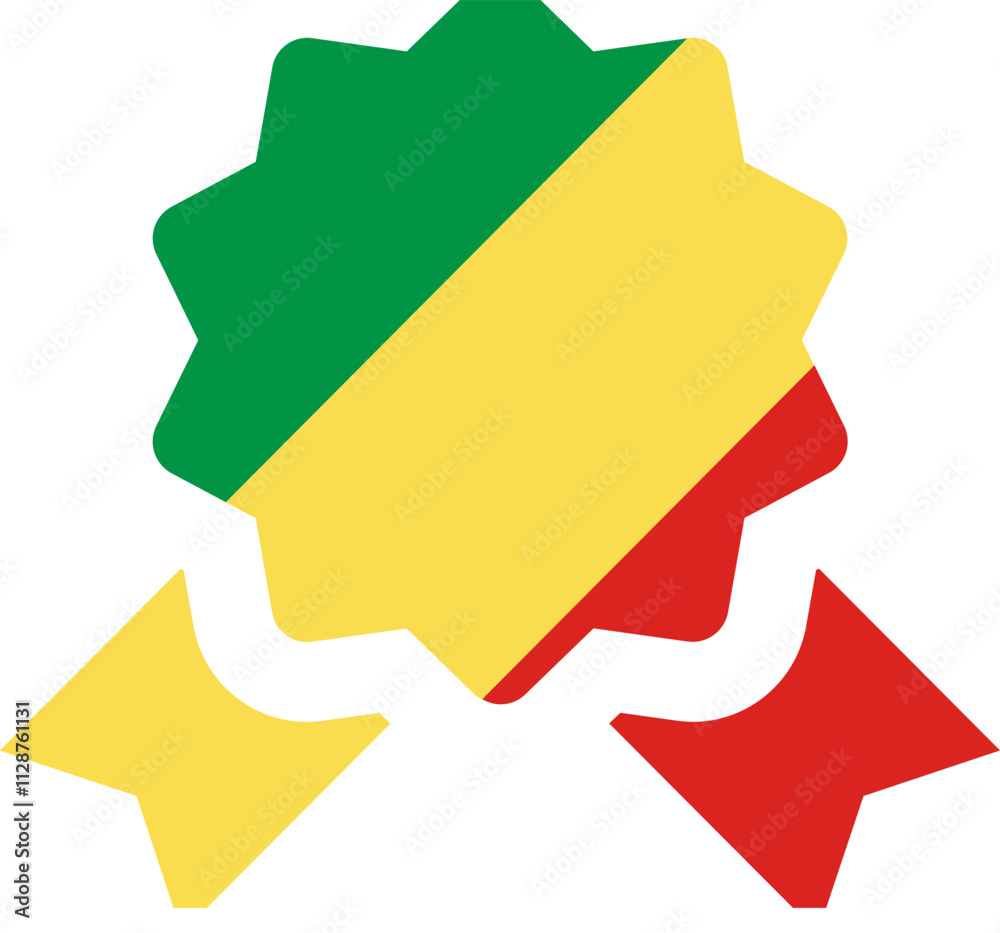 Republic Of The Congo flag on Certificate Icon Republic Of The Congo flag on Certificate Icon