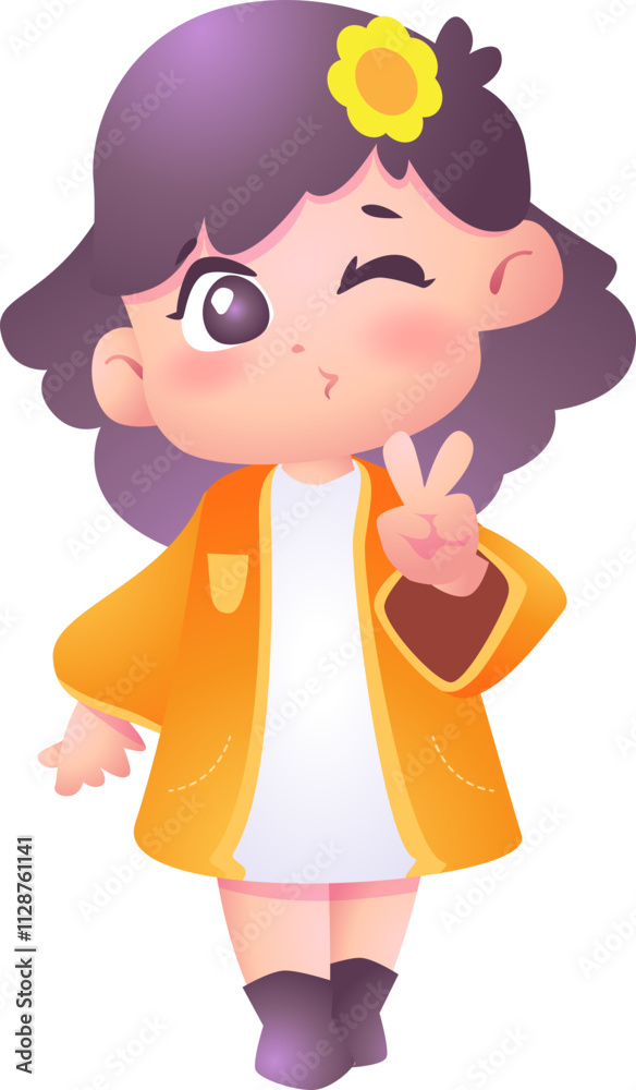 Playful Cartoon Girl in Sun Hat, Design Inspiration, Character Playful Cartoon Girl in Sun Hat, Design Inspiration, Character